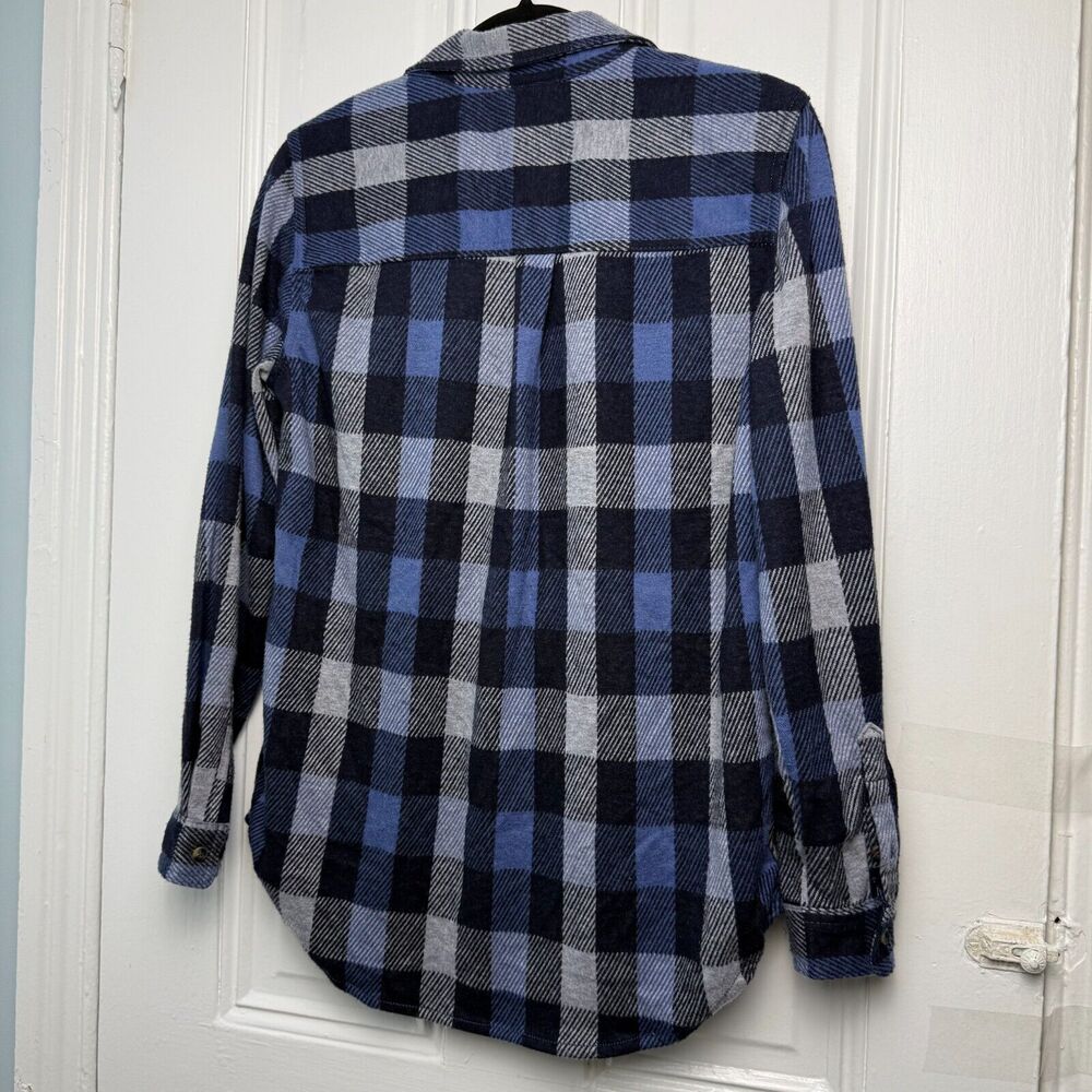 Casa Cabana Flannel Womens Small Blue Plaid Button Up Long Sleeve Collared NWT - Picture 6 of 7